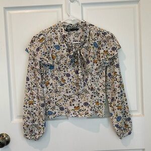 Zara floral blouse with bow